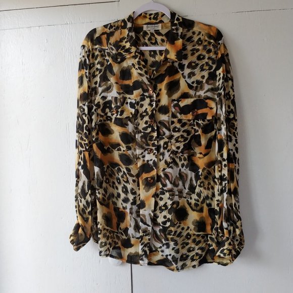 Seidensticker Animal Print Button Up Blouse 16XL - Picture 1 of 16